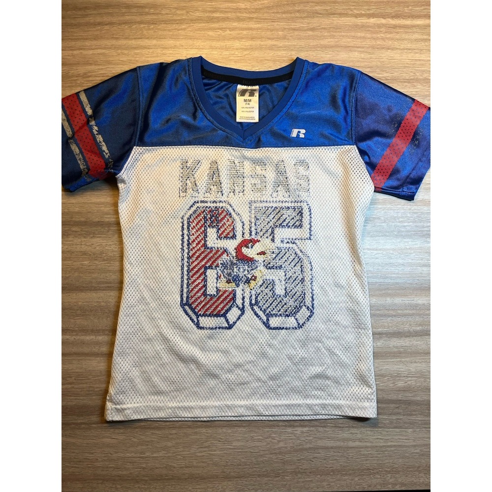 Kansas Jayhawks Jersey‎ Youth M 7/8 Russell Distressed